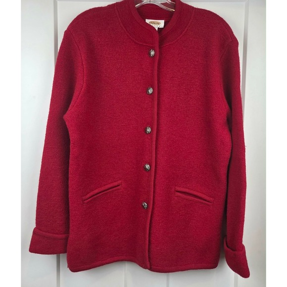 Talbots Sweaters - Talbots Petites Red 100% Wool Button Front Cardigan Sweater Jacket Women Medium